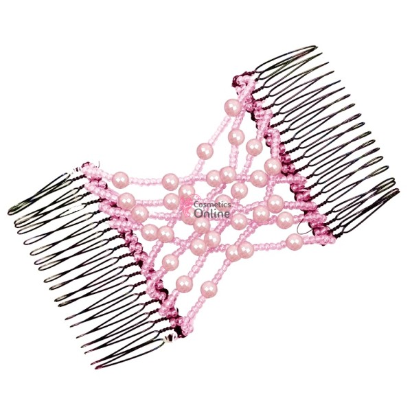 Accesoriu tip glamour pentru prins parul din metal cu pini de insertie si perle PZS011BB - Roz